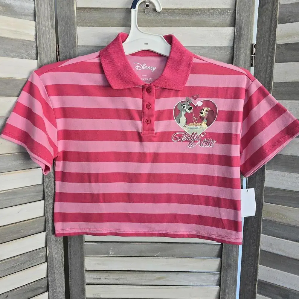 Lady & The Tramp Cropped Printed Polo Top | Disney | Small (6/7)
